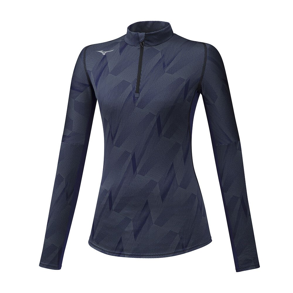 Mizuno Women's Jacquard Graphic HZ Running Tops Navy (J2GA976512-NVW)